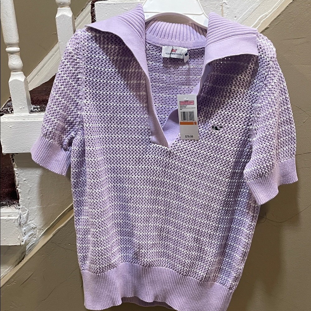 Vineyard Vines Iris Crochet Polo Sweater